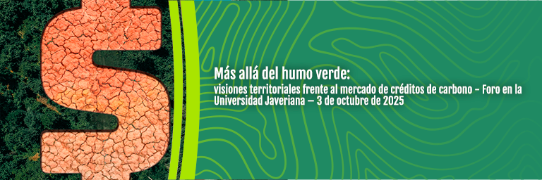 Banner del evento con comunidades sobre las visiones territoriales frente al mercado de créditos de carbono